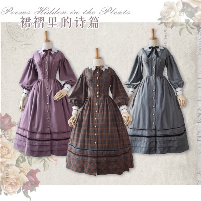 Surface Spell Poems Hidden In The Pleats Victorian Open Front One Piece(Limited Pre-Order/3 Colours/Full Payment Without Shipping)
